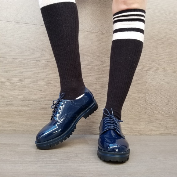 Blue Vinyl Patent Leather Chunky Oxford Creepers - Picture 7 of 8